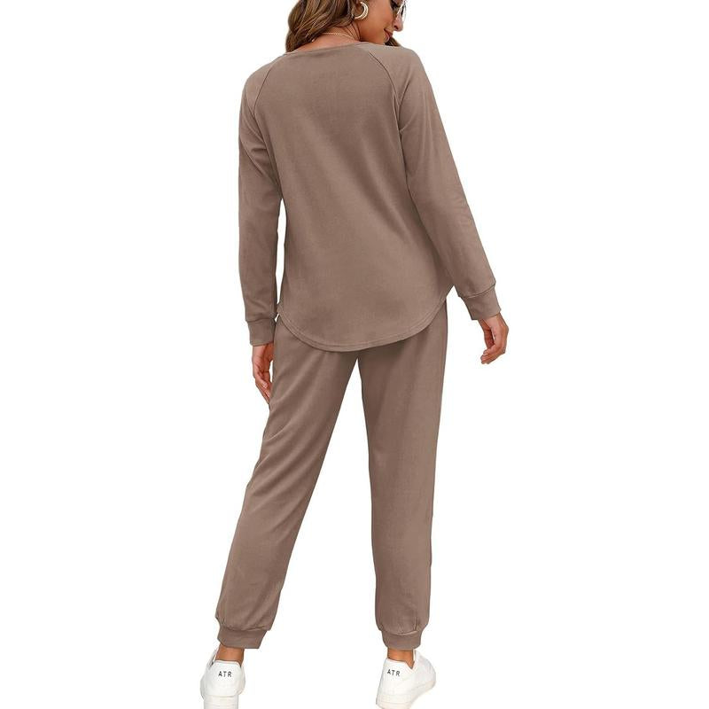 WIHOLL Two Piece Outfits for Women Lounge Sets Button down Sweatshirt Sweatpants Sweatsuits Set with Pockets