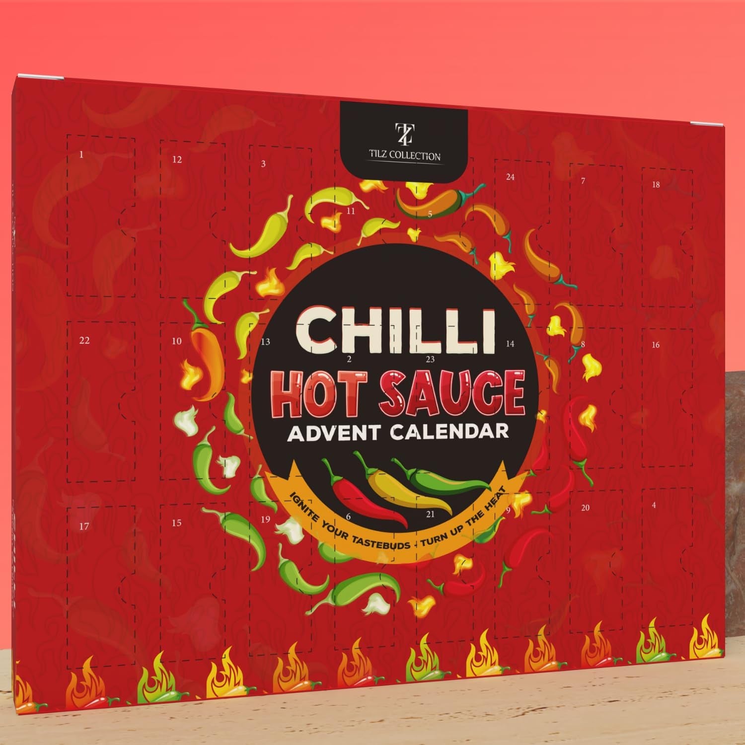 Hot Sauce Advent Calendar 2025-24 Days Chilli Sauce Advent Calendar 2025 Men, Non-Chocolate Women Chilli Challenge Hot Sauce (Red)