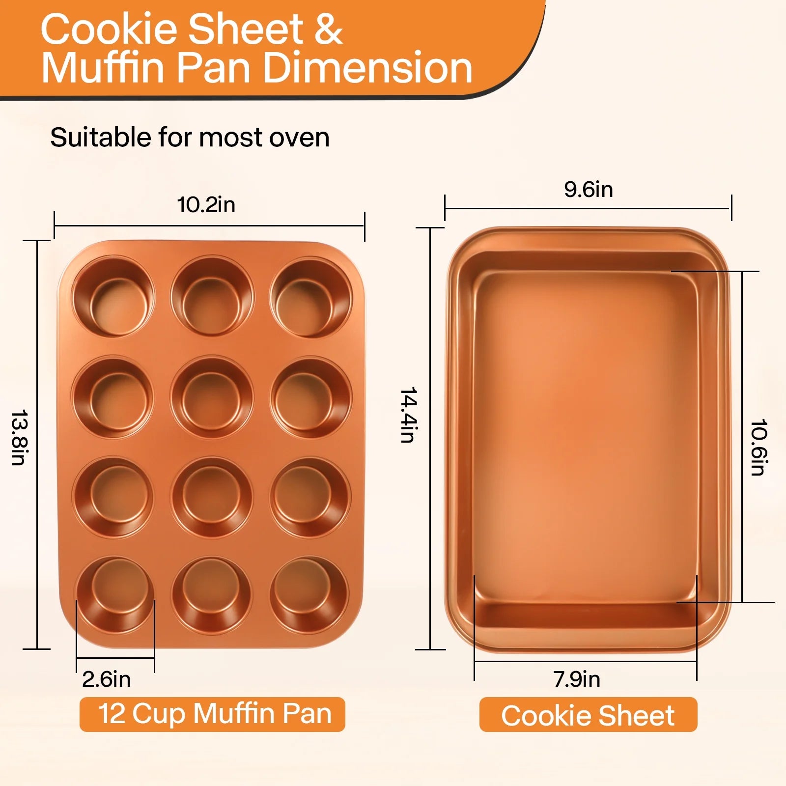 6 Piece Bakeware Set Nonstick,Steel Baking Sheets Pan for Oven,Kitchen Baking Set with Muffin Pan,Loaf Pan,Cake Pans