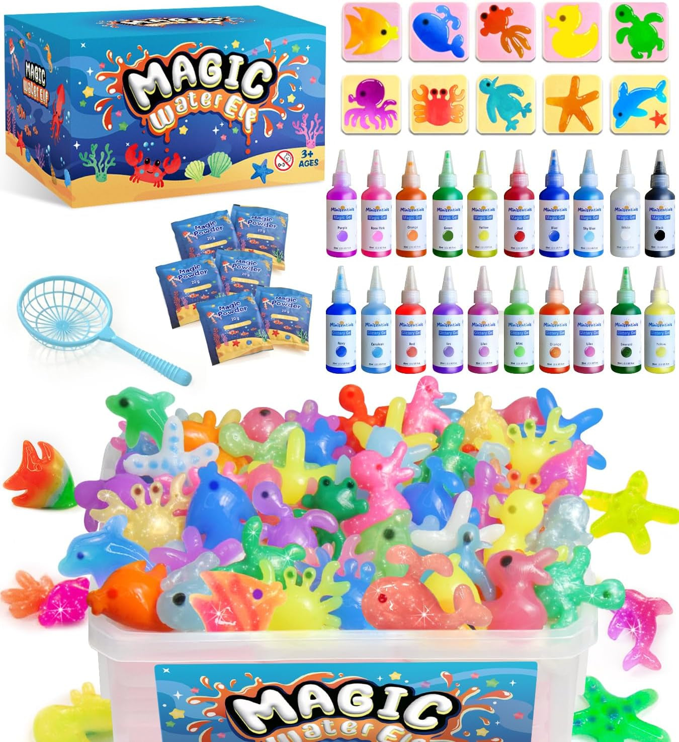 Magic Water Elf Toy Kit - 20 Magic Gels Aqua Water Fairy Pets - DIY Squishy Maker Toys - Creative Art Crafts Kits for Kids Activities - Birthday Gifts for Girls Boys Ages 6 7 8 9 10 Years Old