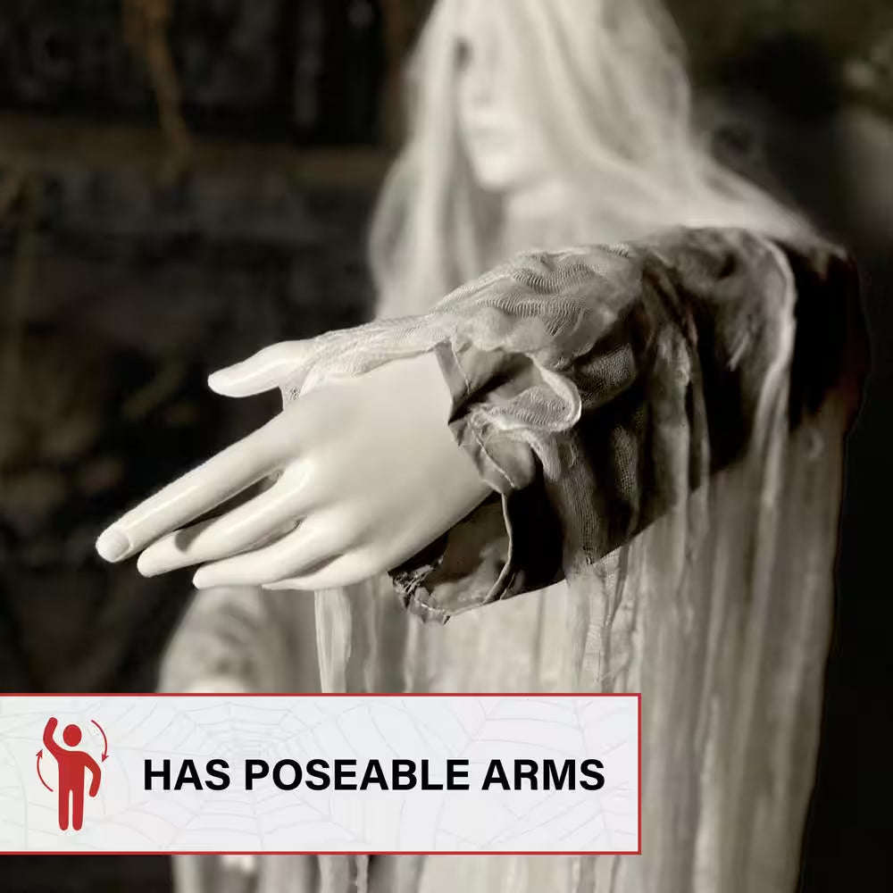 5.6 Ft. Rising Ghost Woman by Tekky, Sound Activated Halloween Animatronic