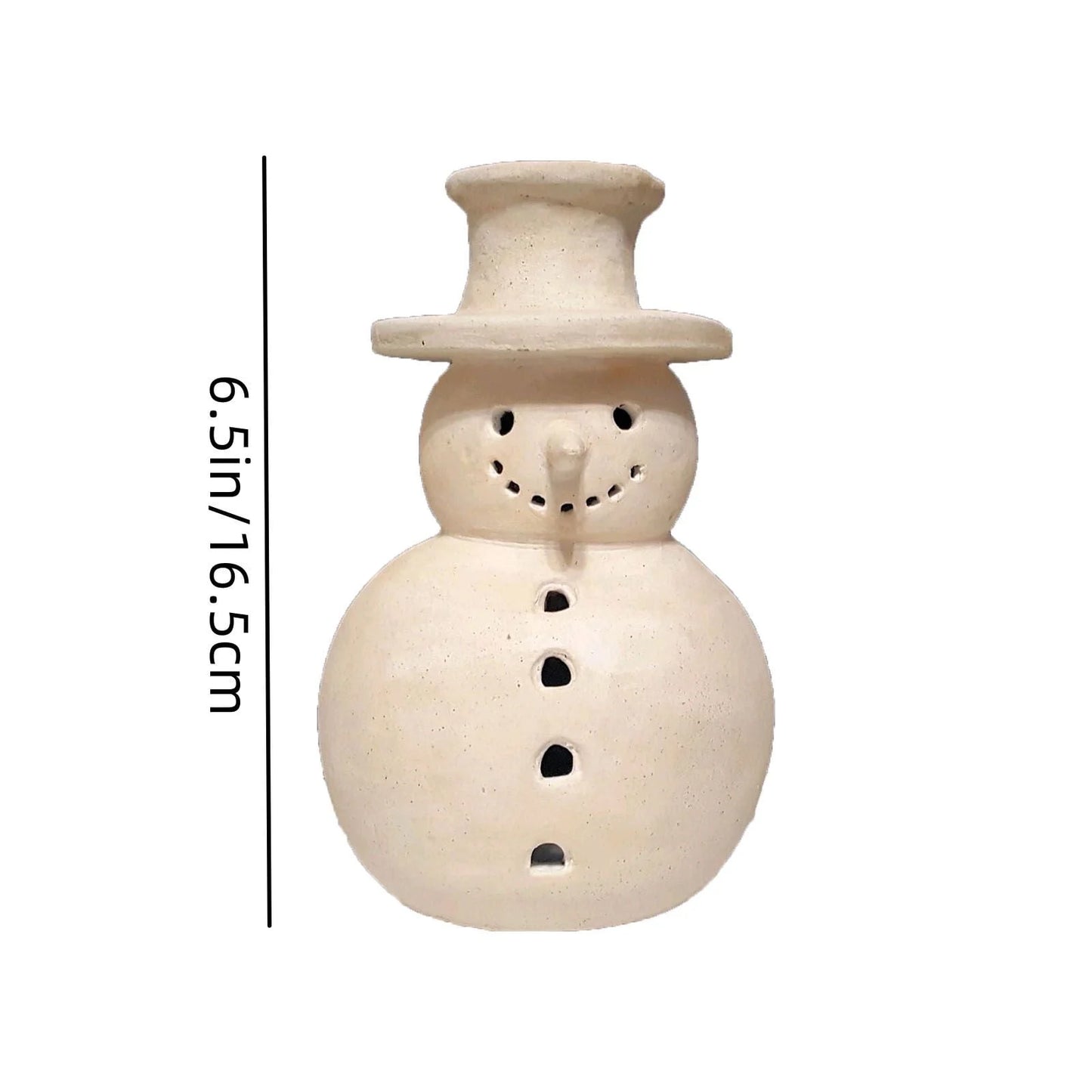 Christmas Decorations Indoor Outdoor- 1 Pack Handmade Terracotta Snowman Figurines - White Clay Winter Decor Holiday Rustic Unique Decor for Home Table Room Farmhouse