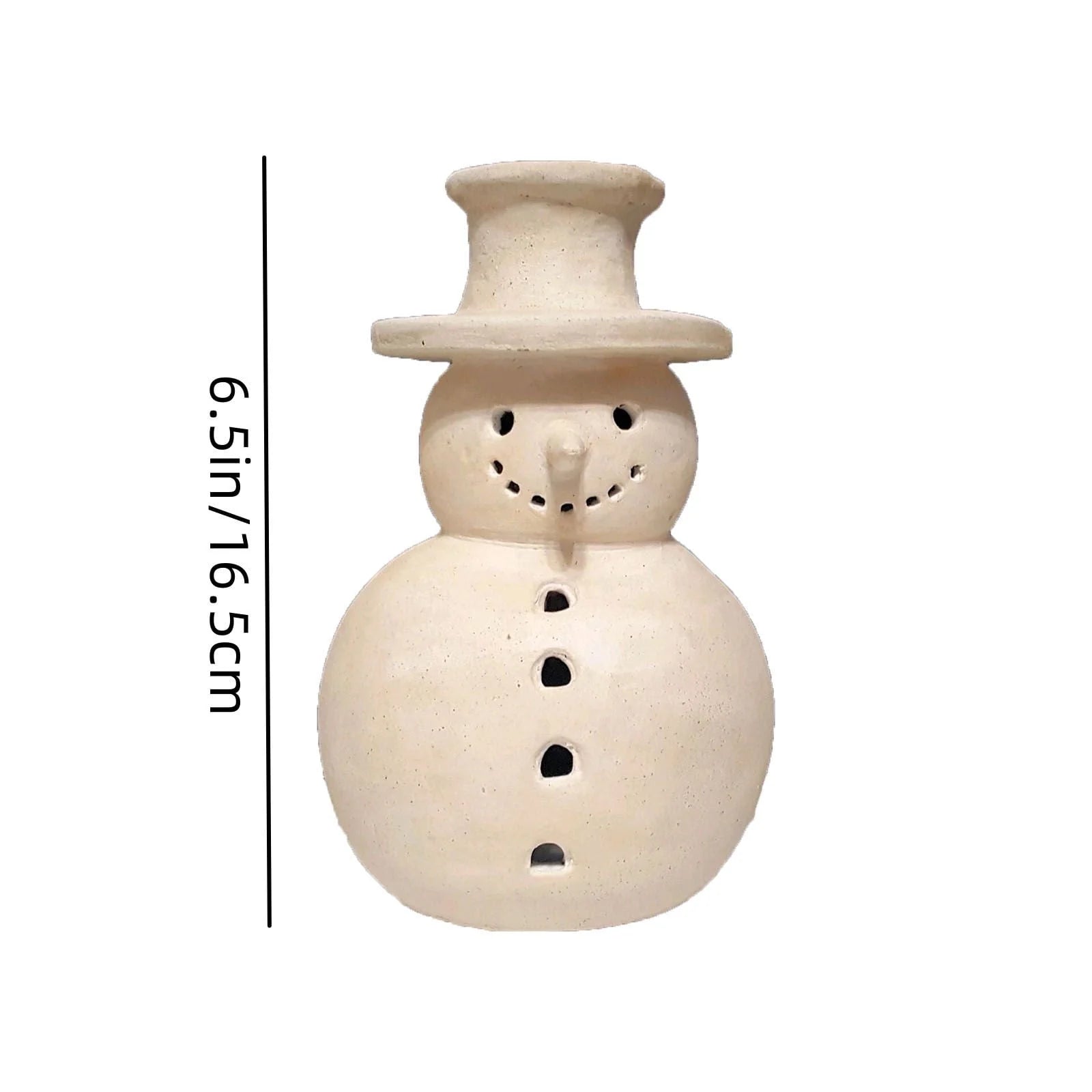 Christmas Decorations Indoor Outdoor- 1 Pack Handmade Terracotta Snowman Figurines - White Clay Winter Decor Holiday Rustic Unique Decor for Home Table Room Farmhouse