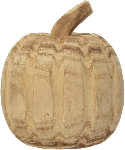 Hand-Carved Paulownia Wood Pumpkin