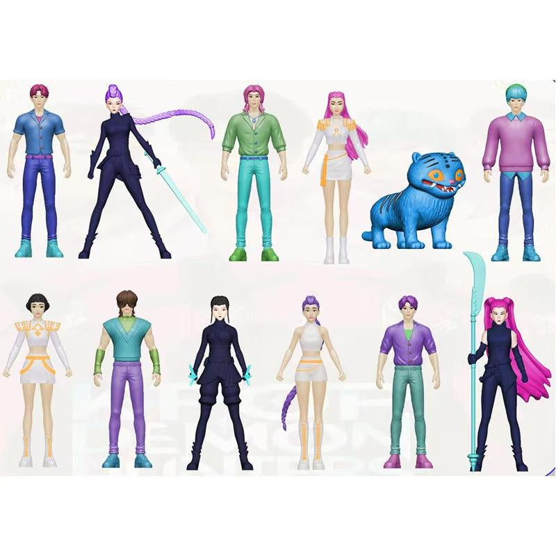 Kpop Demon Hunter Theme Doll Set 12-Piece Cartoon Model Toys for Home & Office Decor Desk Decorations Unique Themed Dolls Compact Size Easy Display No Warranty 5.3-11.5Cm 268G