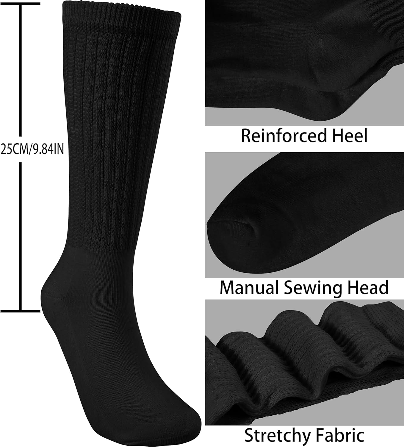 Crew Slouch Socks Women - Retro Scrunch Short Sock - Soft Solid Ankle Socks Size 5-11