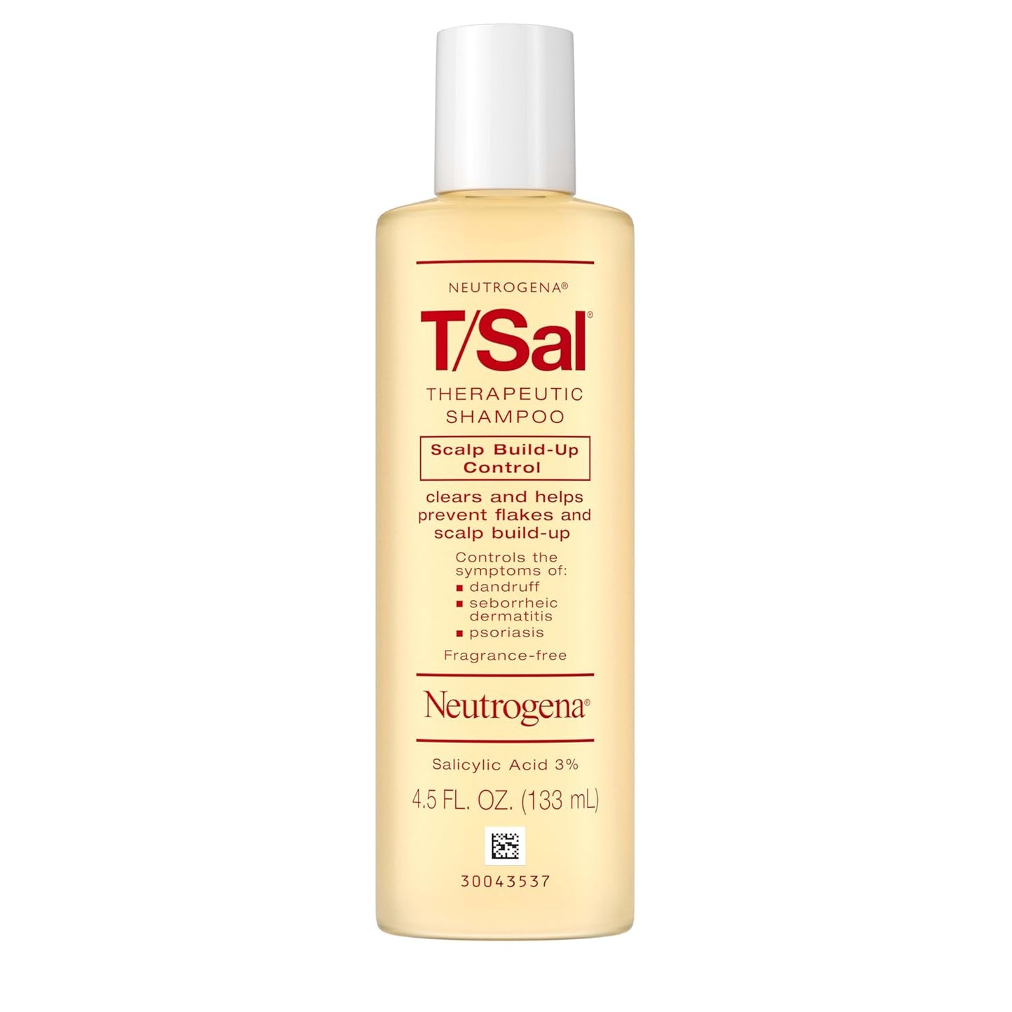 T/Sal Therapeutic Dandruff Shampoo, Scalp Build-Up Control, 3% Salicylic Acid, Scalp Psoriasis Treatment, Seborrheic Dermatitis Shampoo, Clears & Controls Flakes, Fragrance Free, 4.5 Fl Oz†