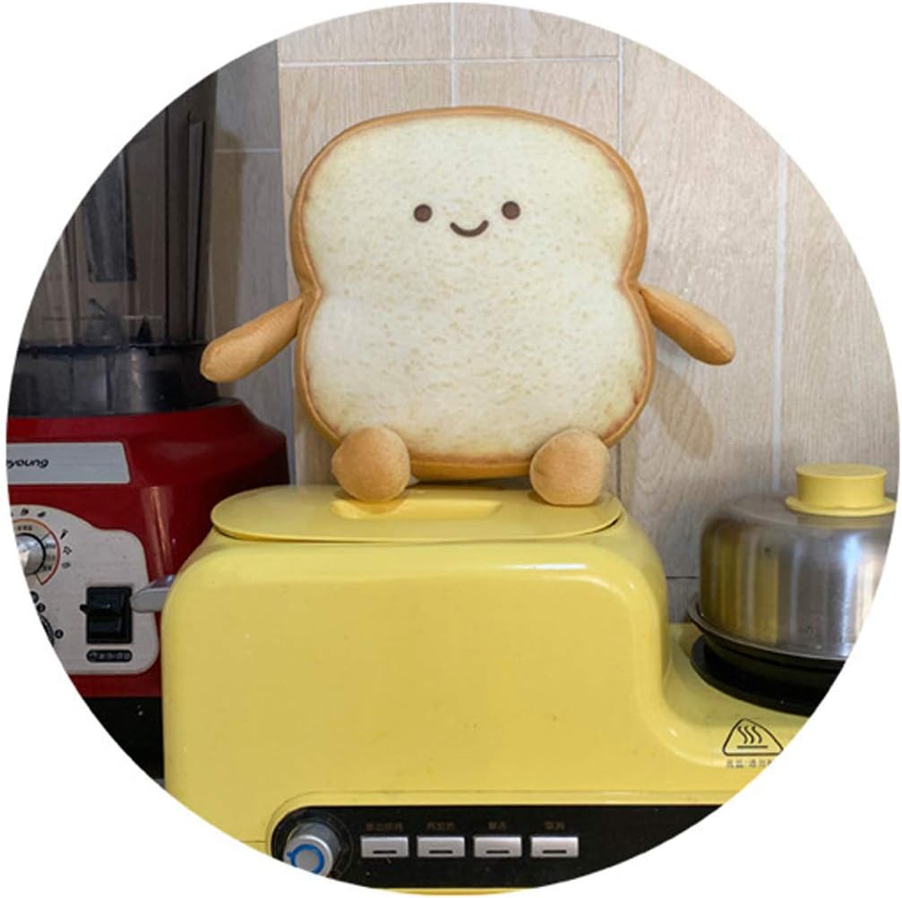 Toast Sliced Bread Pillow,Bread Shape Plush Pillow,Facial Expression Soft Toast Bread Food Sofa Cushion Stuffed Doll Toy for Kids Adults Gift Home Bed Room Decor (S)