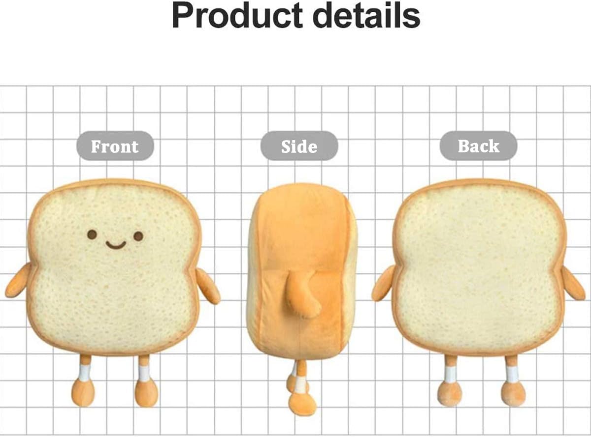 Toast Sliced Bread Pillow,Bread Shape Plush Pillow,Facial Expression Soft Toast Bread Food Sofa Cushion Stuffed Doll Toy for Kids Adults Gift Home Bed Room Decor (S)