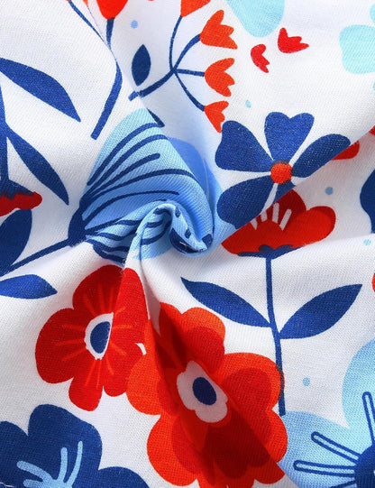 Cotton Ruffle Sleeve Tiered Swing A-Line Midi Dress for Girls Fourth Of July Colors