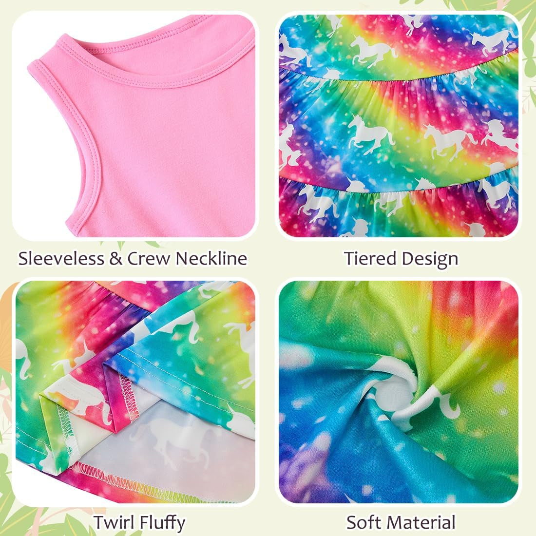 Little Girls Casual Sleeveless Dresses Summer Swing Twirly Sundress Kids 3D Cute Sun Dress 4-8T