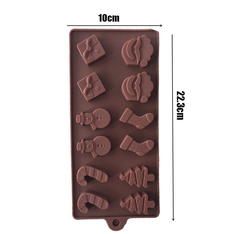 Christmas Shape Silicone Chocolate Mould Non-Stick Fondant Cookie Baking Trays Xmas Trees Candy Gingerbread Man Gift Mold Tools