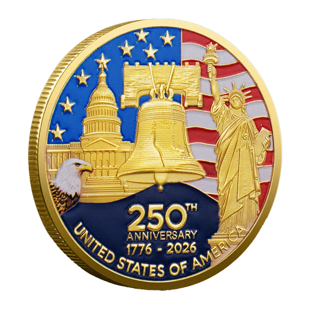 Gold-Plated the America 250Th Anniversary Commemorative Coin United States Statue 1776-2026 Souvenir Coin