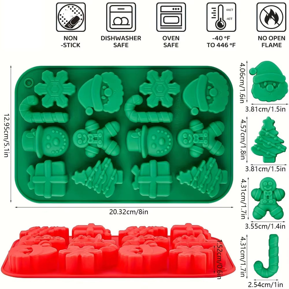 Christmas Chocolate Molds Silicone Candy Molds Santa Clause Christmas Tree Snowman Gingerbread Bakery Accessories Bakeware