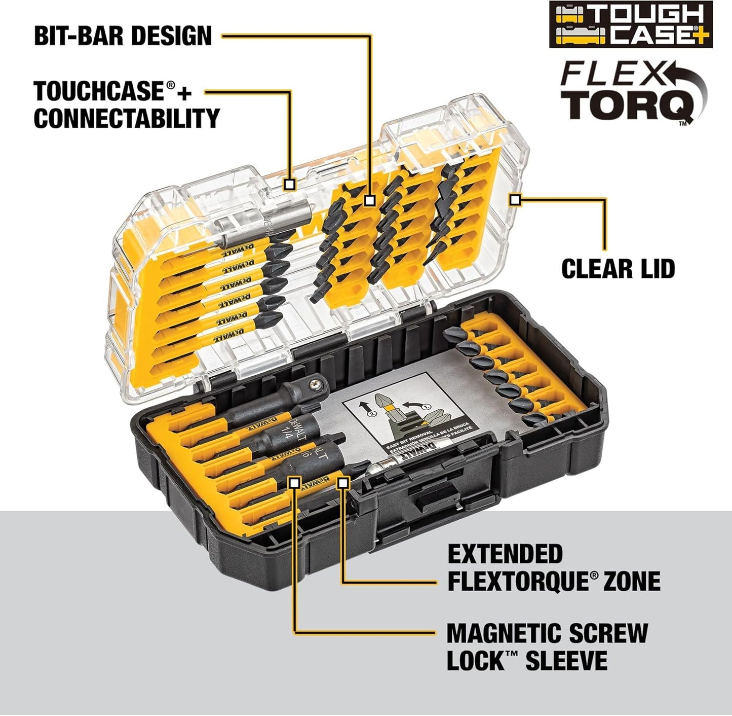 Dewalt Screwdriver Bit Set, 40 Pcs. Impact Ready, Flextorq Impact Driver Bit Set with Storage Case (DWA2T40IR)