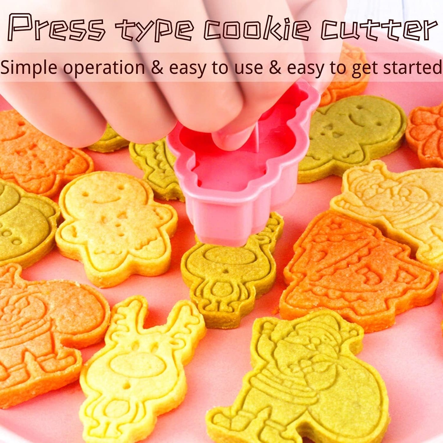 Christmas Cookie Cutter Set, 6Pcs 3D Pressable Christmas Biscuit Cutters Set - Gingerbread Man, Christmas Tree, Snowman,Embossed Stamped Pastry Cutters, for Kitchen Bakeware