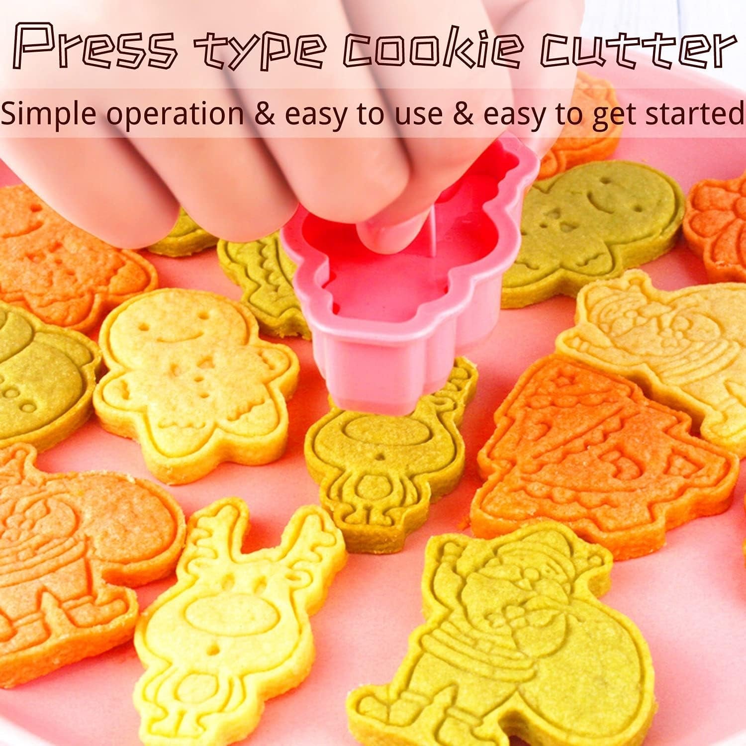 Christmas Cookie Cutter Set, 6Pcs 3D Pressable Christmas Biscuit Cutters Set - Gingerbread Man, Christmas Tree, Snowman,Embossed Stamped Pastry Cutters, for Kitchen Bakeware