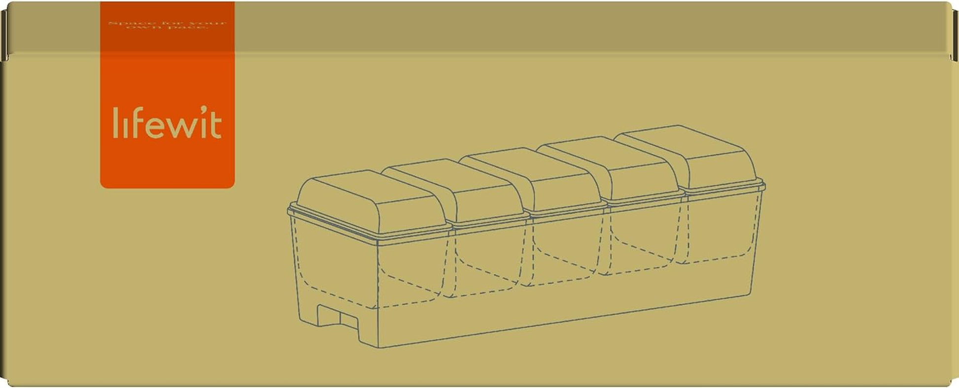 Ice Chilled Condiment Caddy with 5X 20Oz(2.5 Cup) Containers, 15.3" Condiment Server with Separate Lids, Serving Tray Platter with Removable Dishes for Bar, Fruit, Salad, Taco, Party Garnish