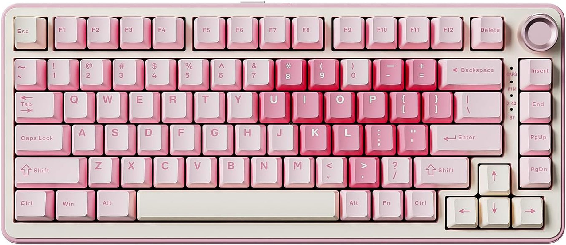 B75 PRO Wireless Mechanical Keyboard,75% Layout with Knob,Hot Swap Gasket Custom Structure,Creamy Pre-Lubed Switches,Rgb Backlit,Bluetooth/Type-C/2.4G for Win/Mac(Cocoa Cream V2 Switch,Pink)