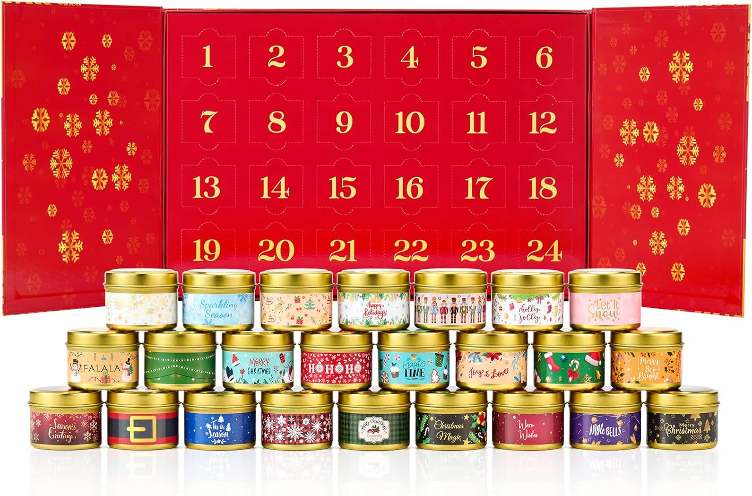 Candle Advent Calendar 2025 Adult Women, 24 Day Scented Candle Countdown to Christmas Calendar with Holiday Scents Xmas Suprise Gifts for Mom Grandmother Wife
