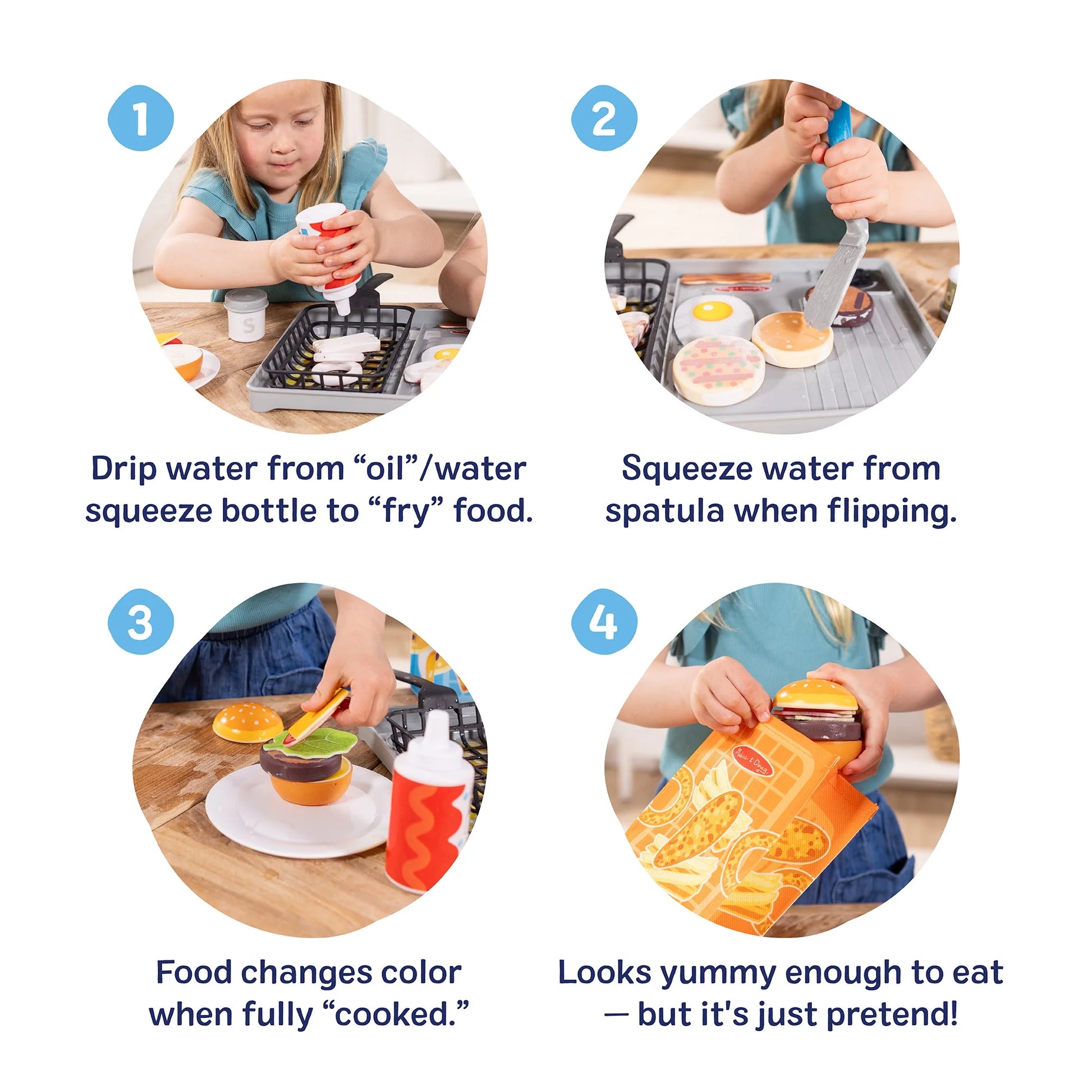 Flip & Fry Grill Play Set with Water WOW!® Color Reveal Play Food Preschool Toy Ages 3+