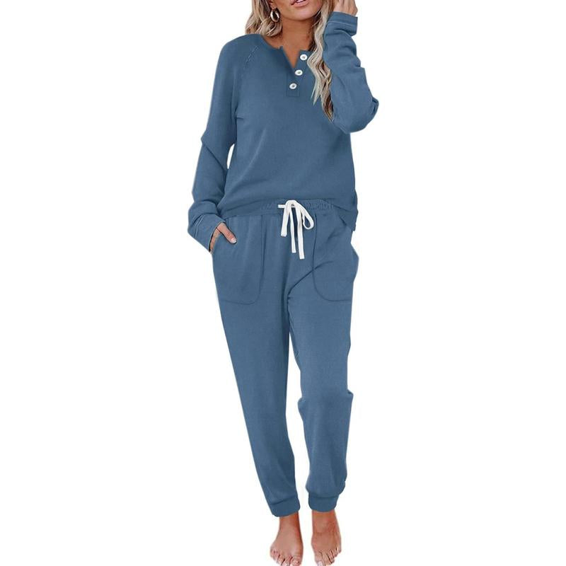 WIHOLL Two Piece Outfits for Women Lounge Sets Button down Sweatshirt Sweatpants Sweatsuits Set with Pockets