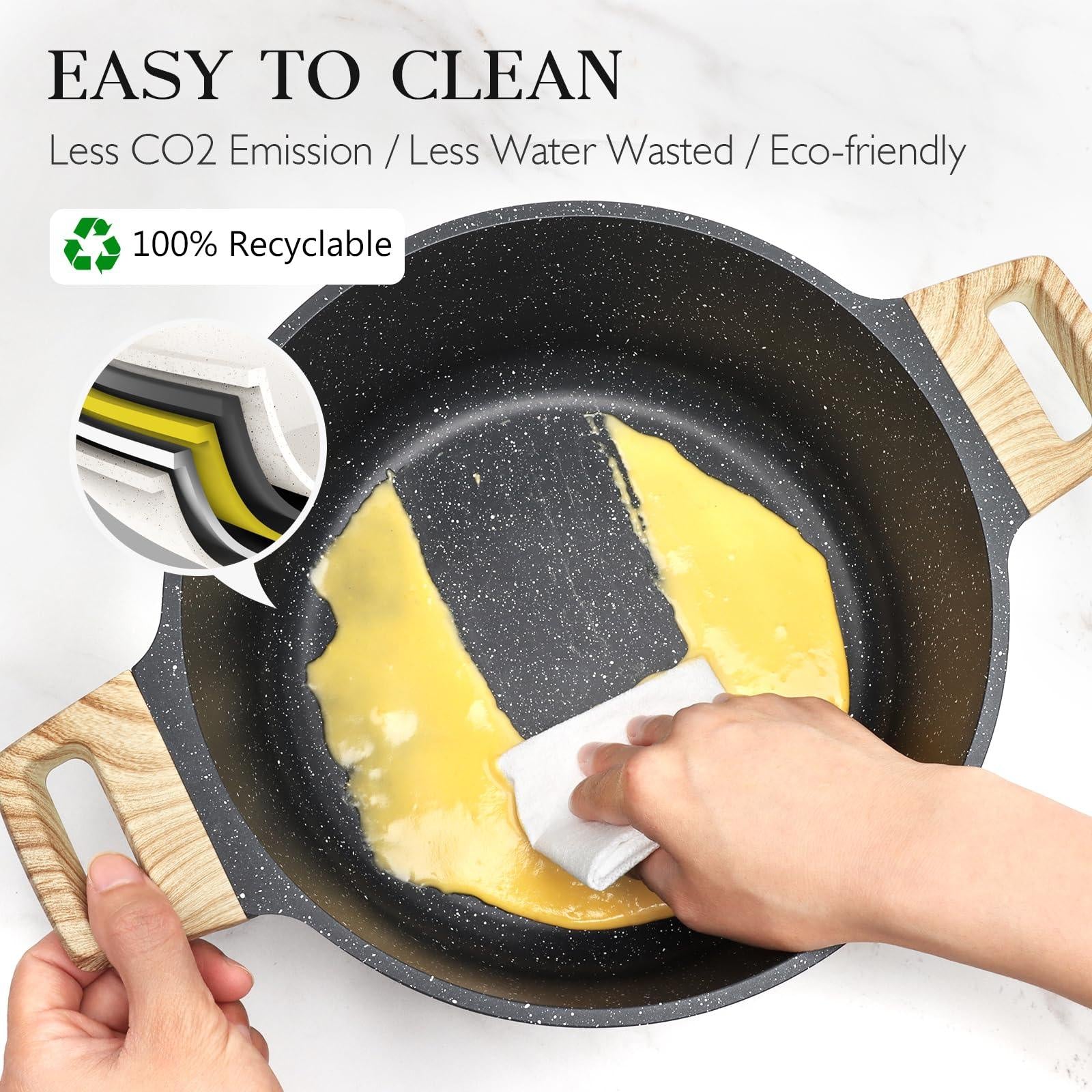 Gipp 10Pcs Nonstick White Granite Pots and Pans Set, Pfos-Free