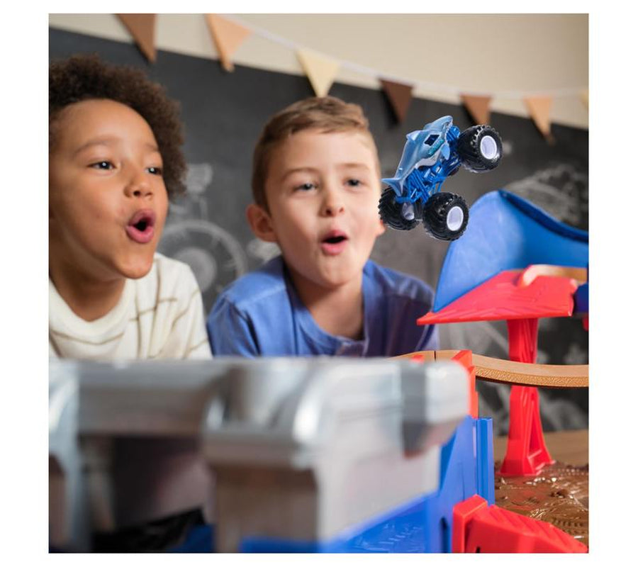 Monster Jam Supercharge Speedway Playset with 2 Monster Trucks