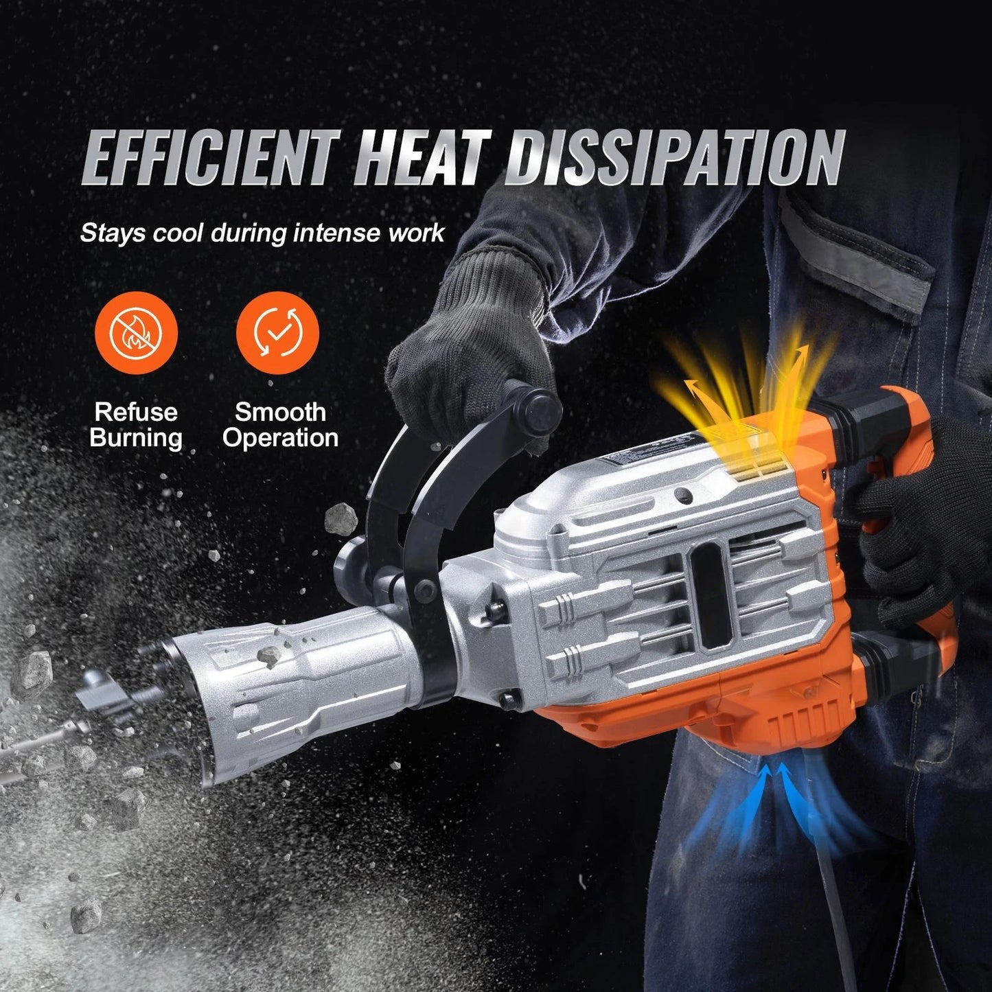 Demolition Jack Hammer 1500W/2200W/3500W Jack Hammer Concrete Breaker Heavy Duty Electric Jack Hammer 2/4Pcs Chisel