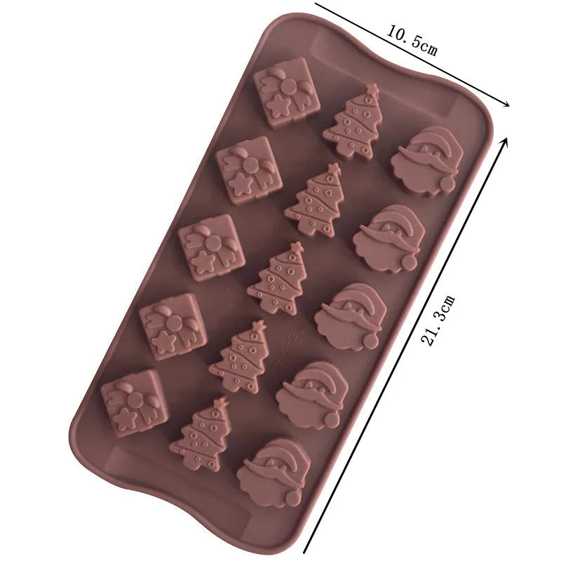 Christmas Shape Silicone Chocolate Mould Non-Stick Fondant Cookie Baking Trays Xmas Trees Candy Gingerbread Man Gift Mold Tools