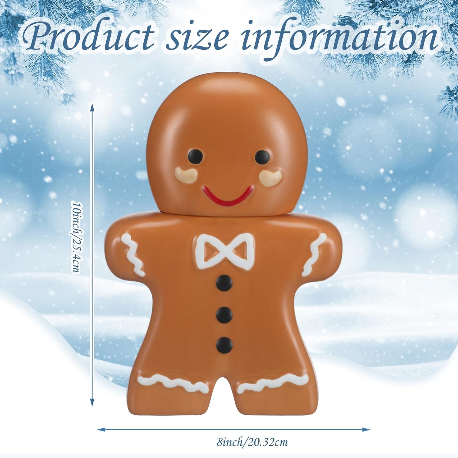 Gingerbread Man Christmas Cookie Jar 10 Inch Ceramic Christmas Candy Cookie Jars with Lids Decorative Treats Storage Container for Holiday Xmas Kitchen Decoration Gift Counter