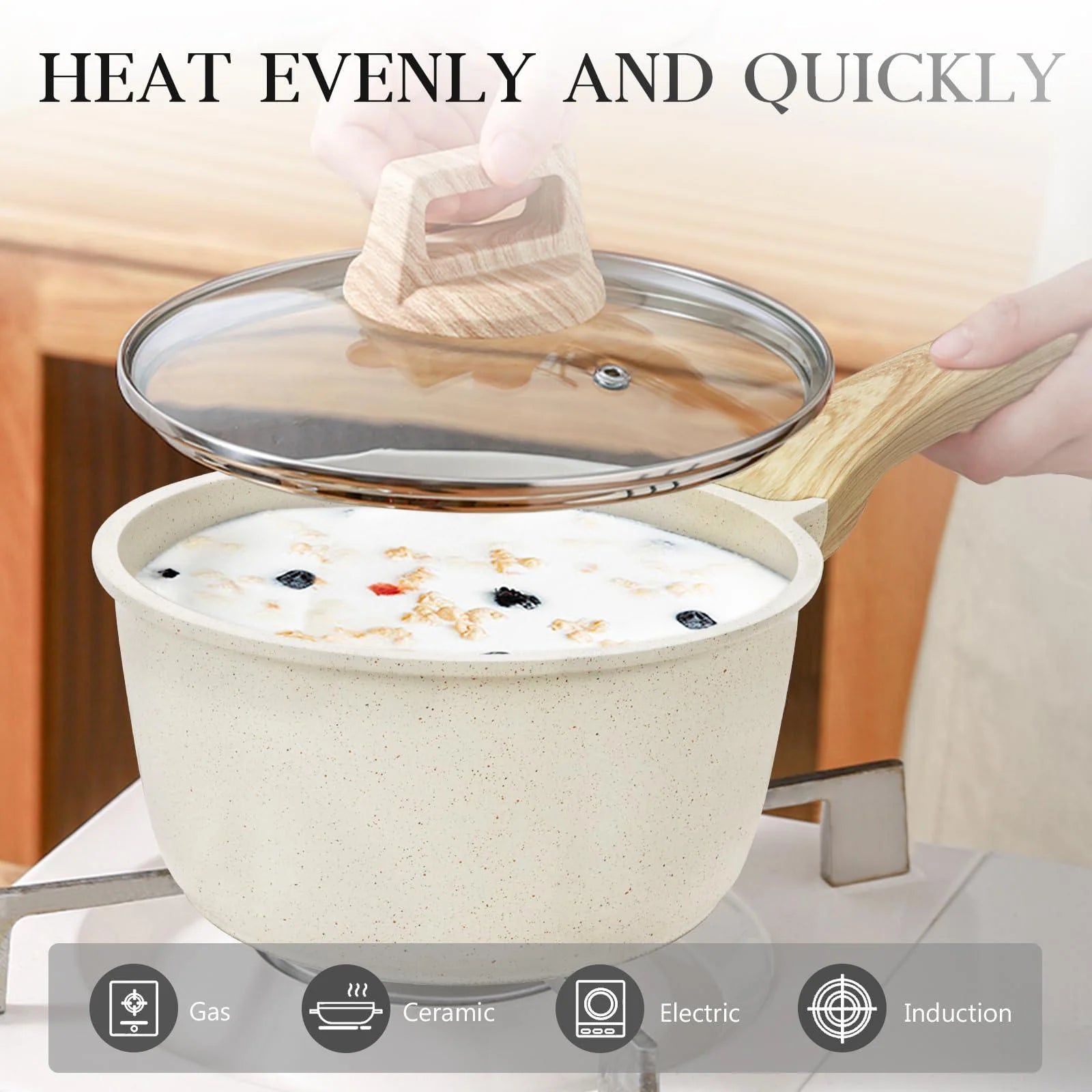 Gipp 10Pcs Nonstick White Granite Pots and Pans Set, Pfos-Free