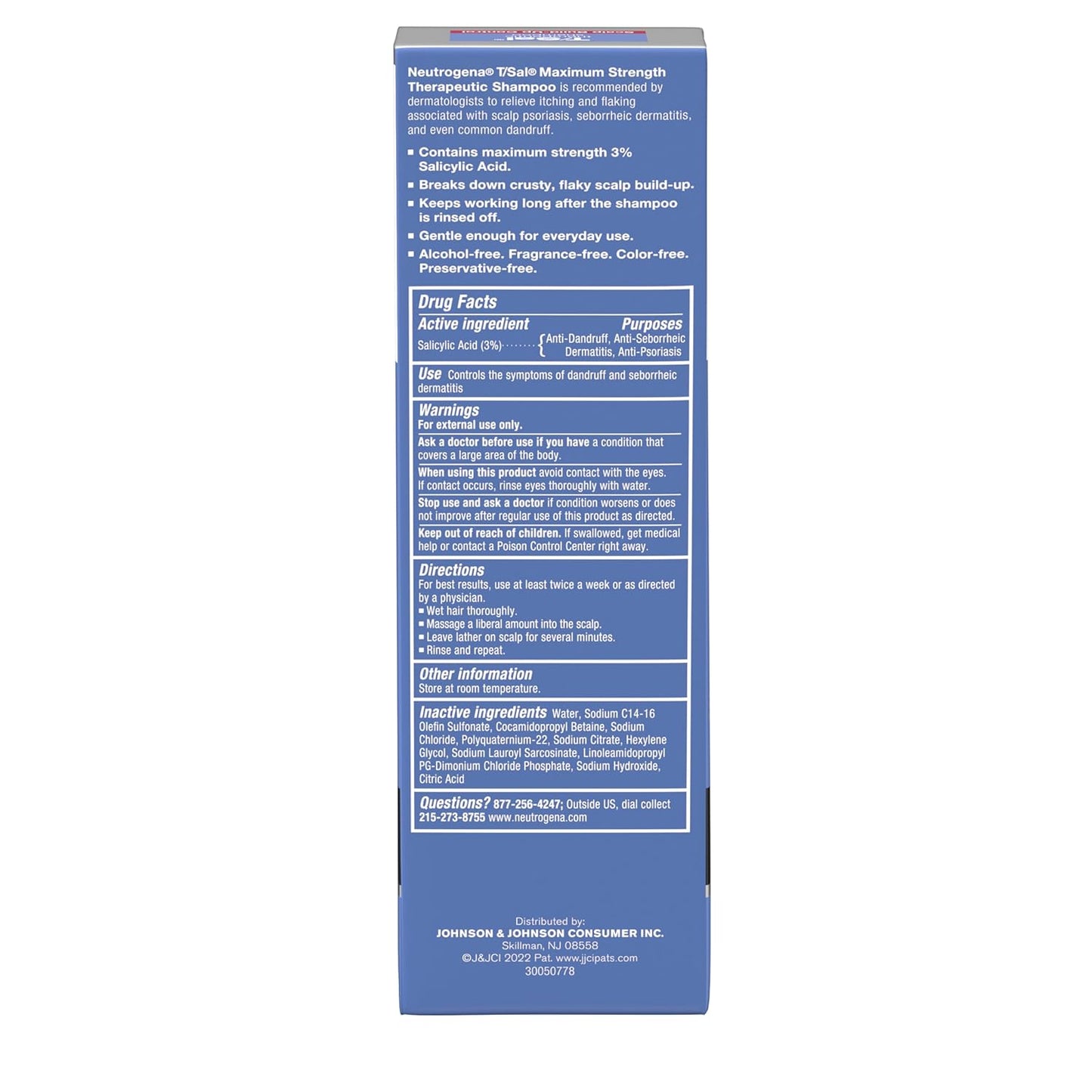 T/Sal Therapeutic Dandruff Shampoo, Scalp Build-Up Control, 3% Salicylic Acid, Scalp Psoriasis Treatment, Seborrheic Dermatitis Shampoo, Clears & Controls Flakes, Fragrance Free, 4.5 Fl Oz†