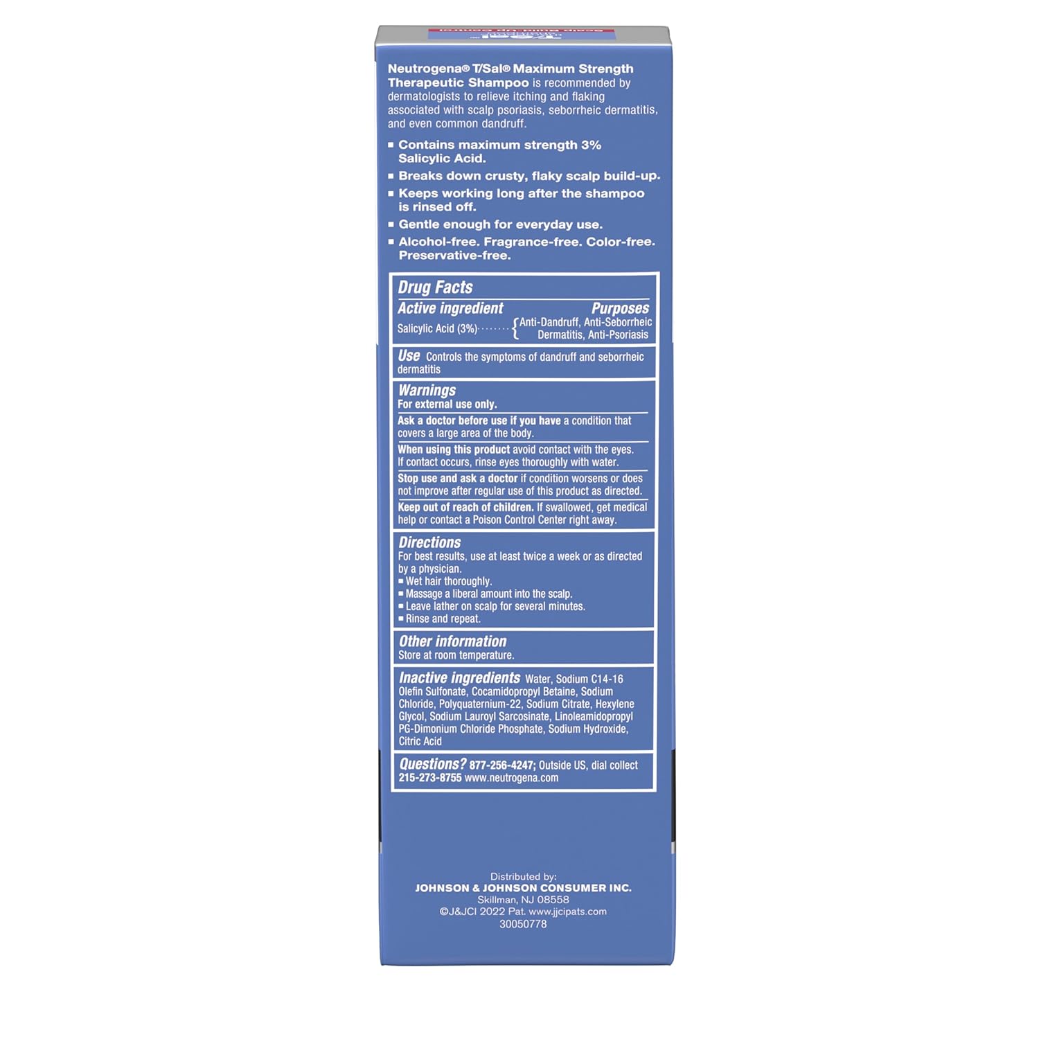 T/Sal Therapeutic Dandruff Shampoo, Scalp Build-Up Control, 3% Salicylic Acid, Scalp Psoriasis Treatment, Seborrheic Dermatitis Shampoo, Clears & Controls Flakes, Fragrance Free, 4.5 Fl Oz†