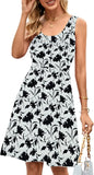 Summer Beach Floral Dresses for Women a Line Sleeveless Wide Strap High Waist Midi Tank Dress
