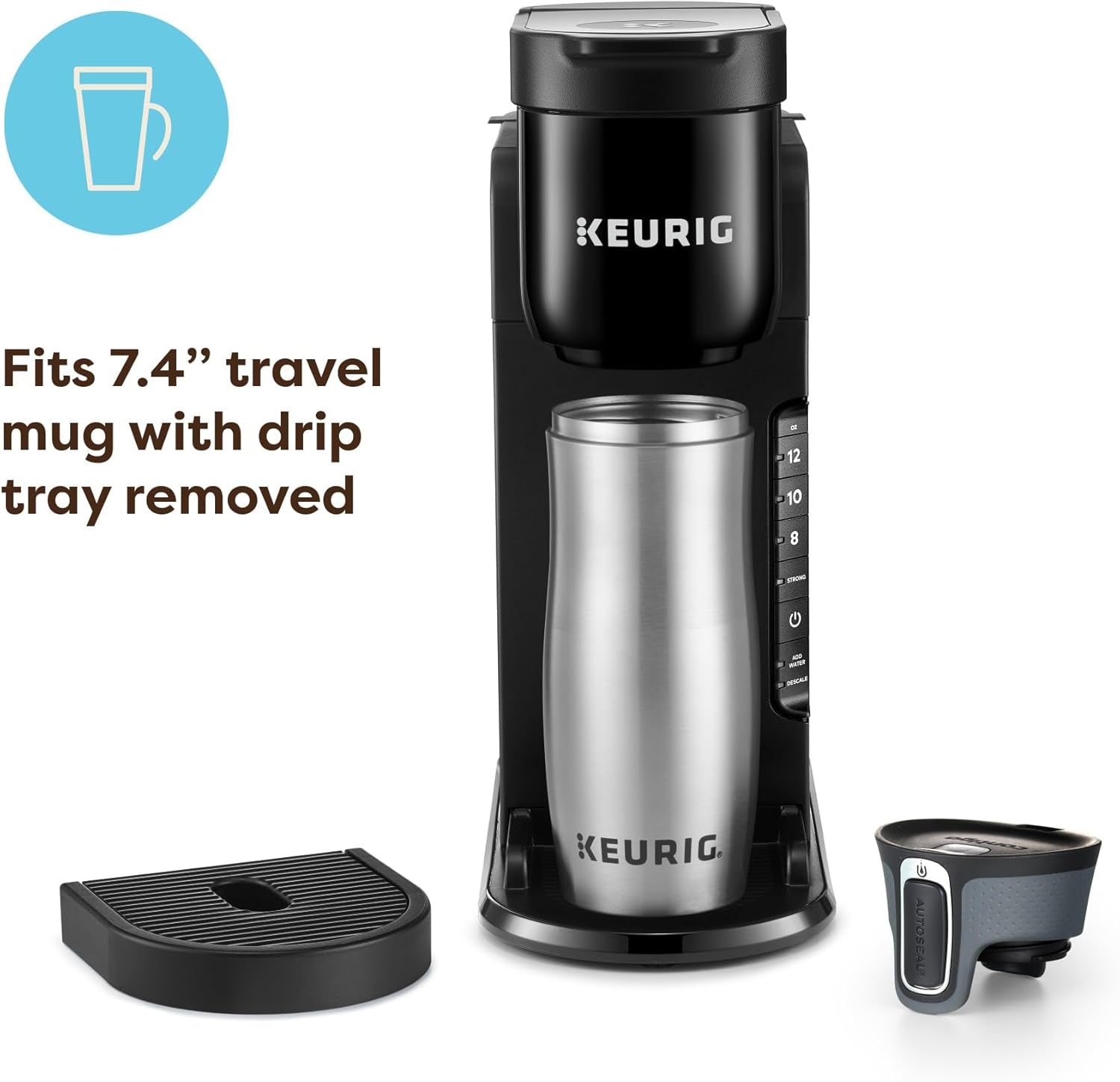 K-Express Single Serve K-Cup Pod Coffee Maker, 3 Brew Sizes, Strong Button Feature, 42Oz Removable Reservoir, Black