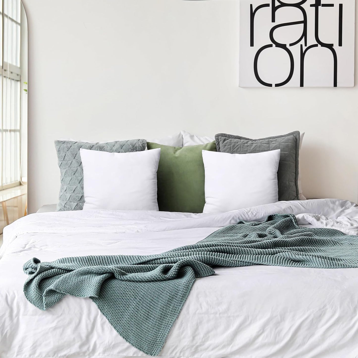 Throw Pillows Insert (Pack of 2, White) - 18 X 18 Inches Bed and Couch Pillows - Indoor Decorative Pillow