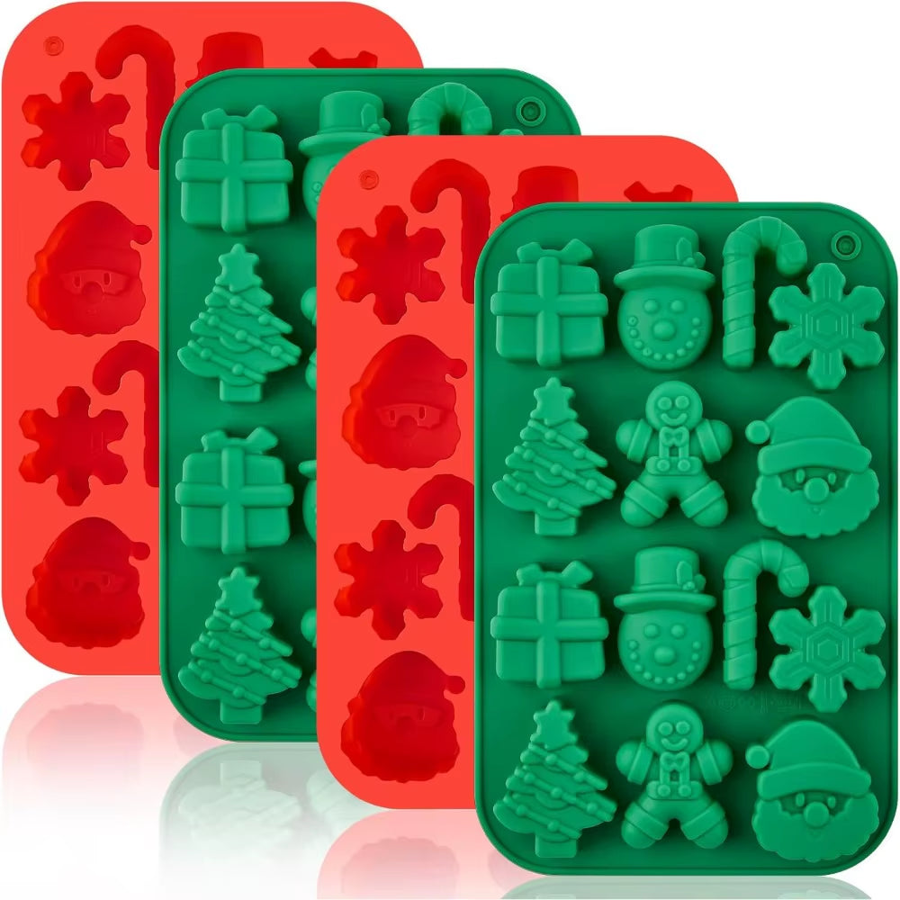 Christmas Chocolate Molds Silicone Candy Molds Santa Clause Christmas Tree Snowman Gingerbread Bakery Accessories Bakeware