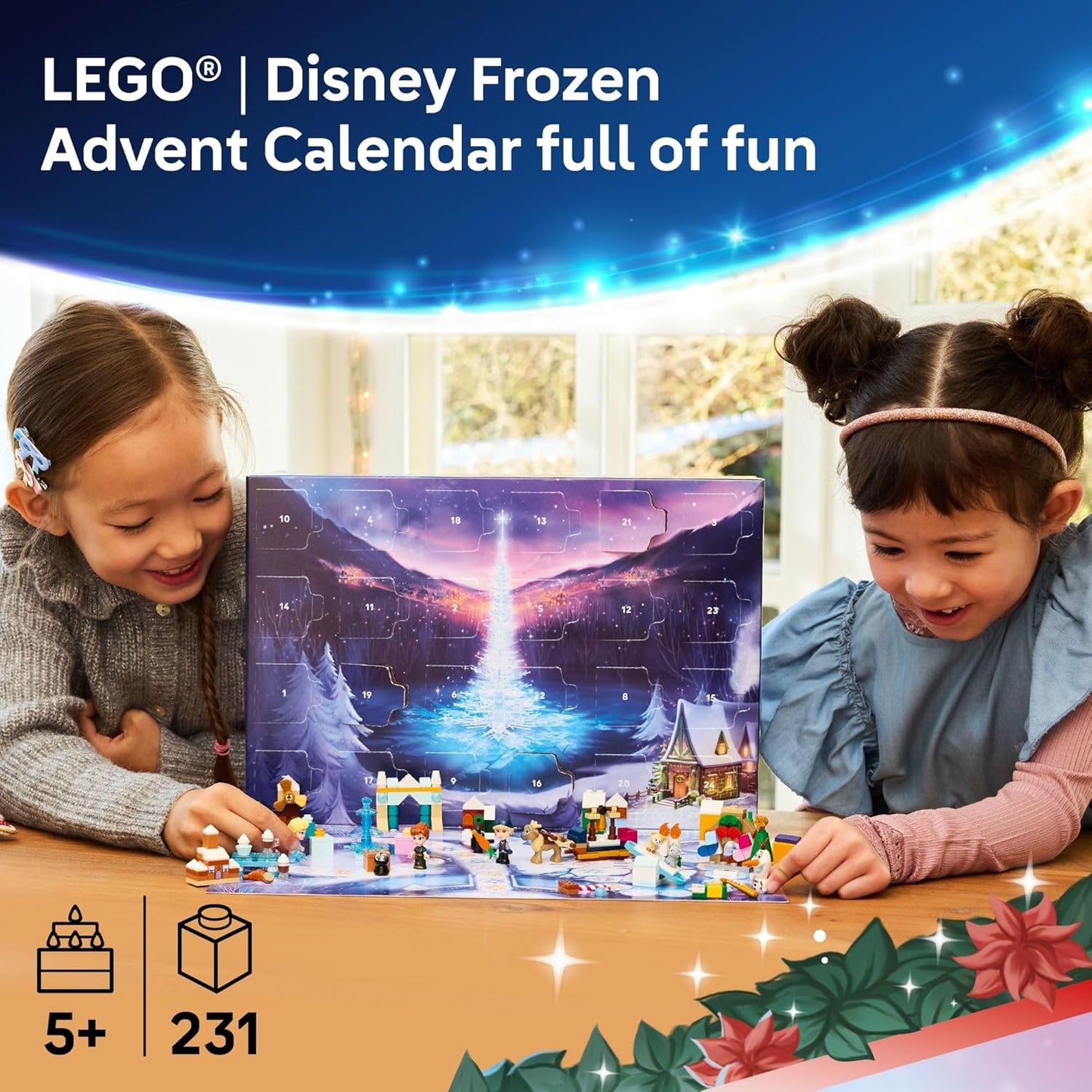 Disney Frozen Advent Calendar 2025 Kids Toy - Holiday Countdown Playset for Boys & Girls, Ages 5+ - Ana & Elsa Minidolls & Buildable Surprises - Disney Princess Gift for Christmas - 43273