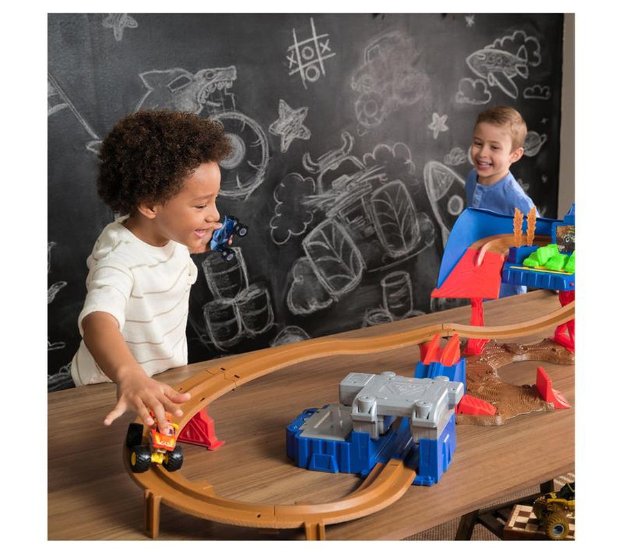 Monster Jam Supercharge Speedway Playset with 2 Monster Trucks