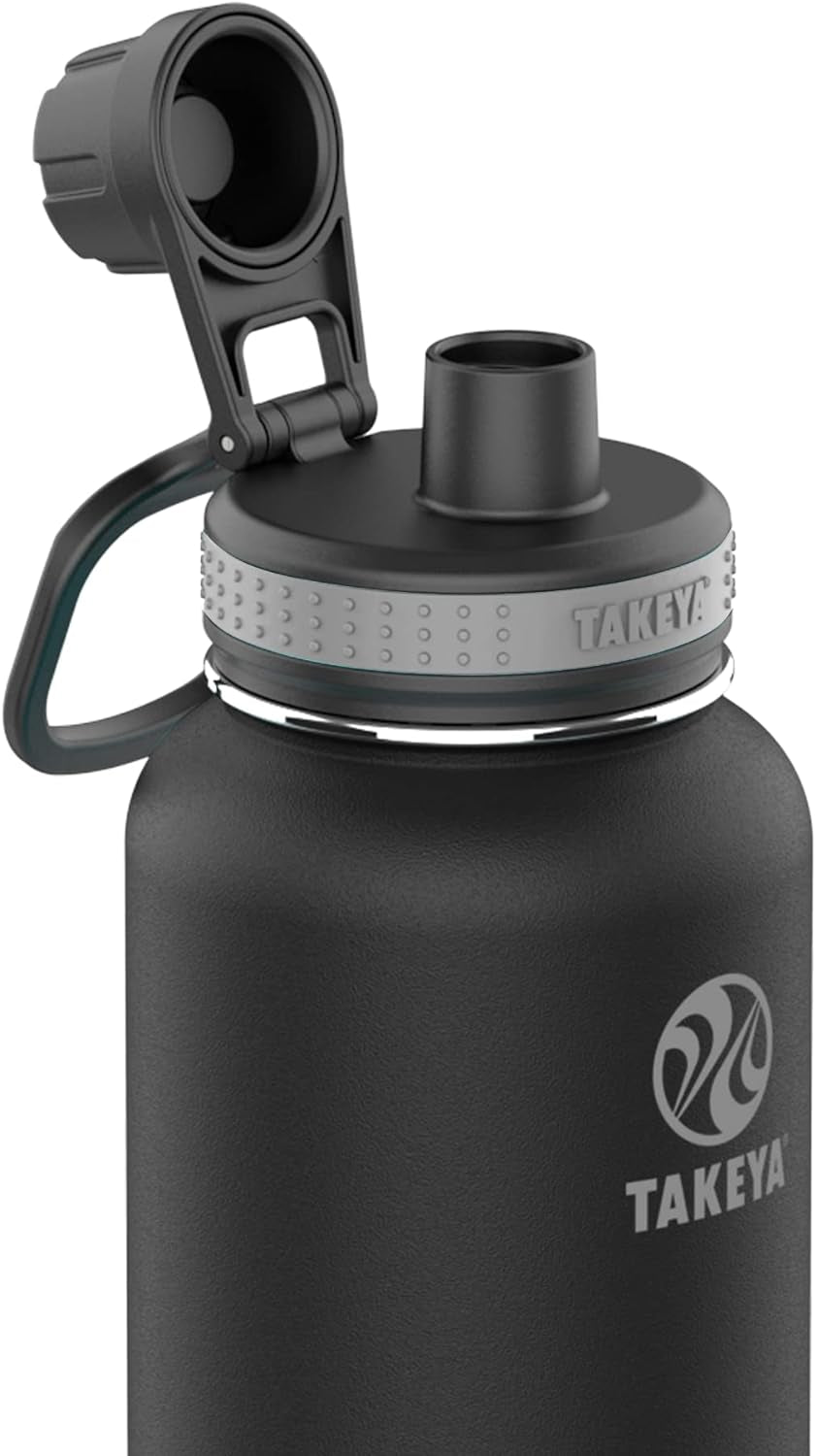 40 Oz Vacuum Insulated Stainless Steel Water Bottle with Spout Lid - Black