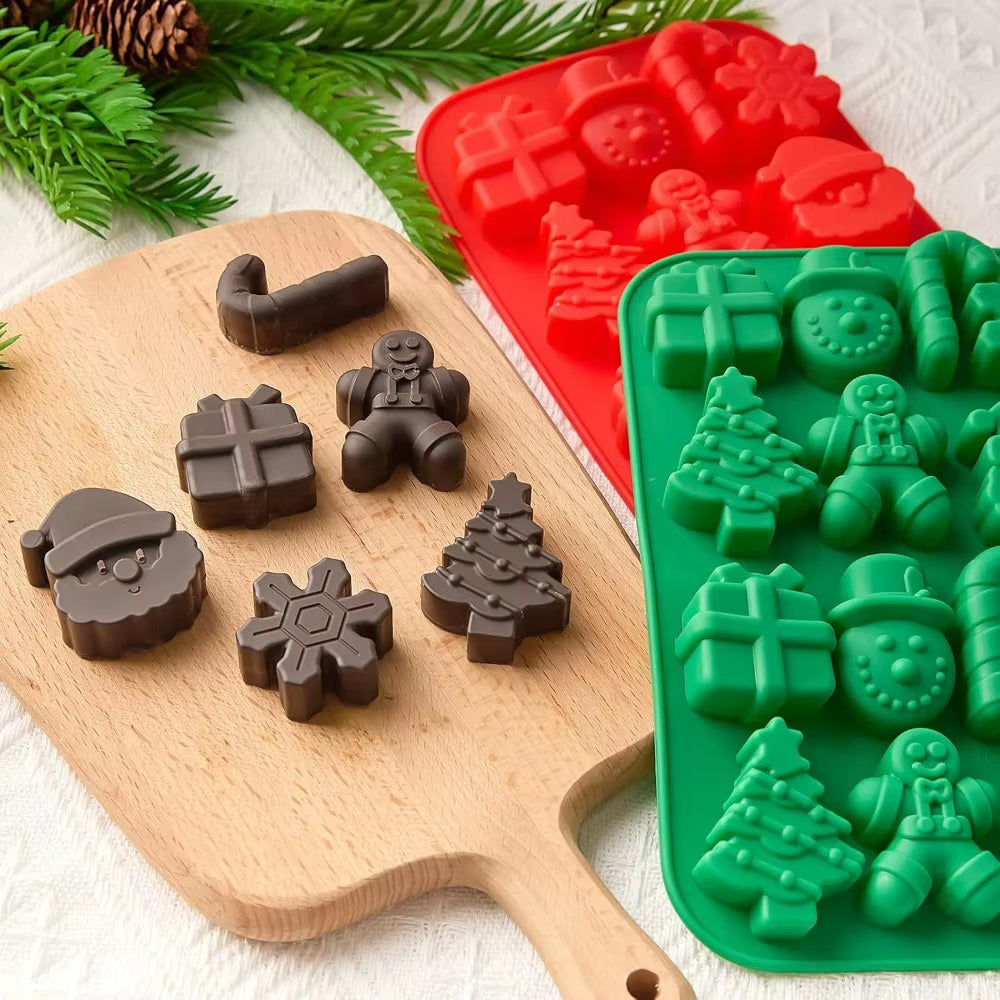 Christmas Chocolate Molds Silicone Candy Molds Santa Clause Christmas Tree Snowman Gingerbread Bakery Accessories Bakeware