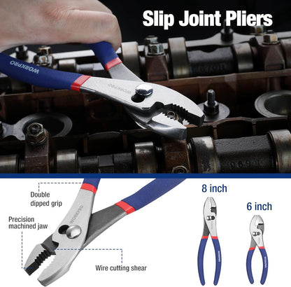 7-Piece  Pliers Set with Groove Joint, Long Nose, Slip Joint, Linesman, and Diagonal Pliers for DIY & Home Use