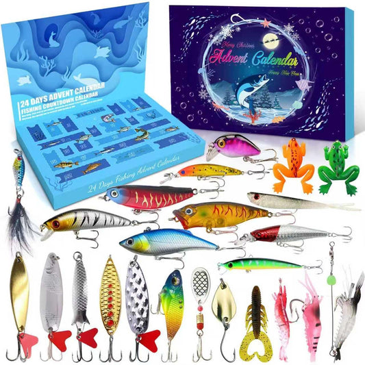 Fishing Advent Calendar 2025, 24 Days Countdown with Fishing Lures, Christmas Advent Calendar Gift for Fishers, Adult Men, Teen Boys, Christmas Advent Calendar 2025 Gift for Husband, Friend