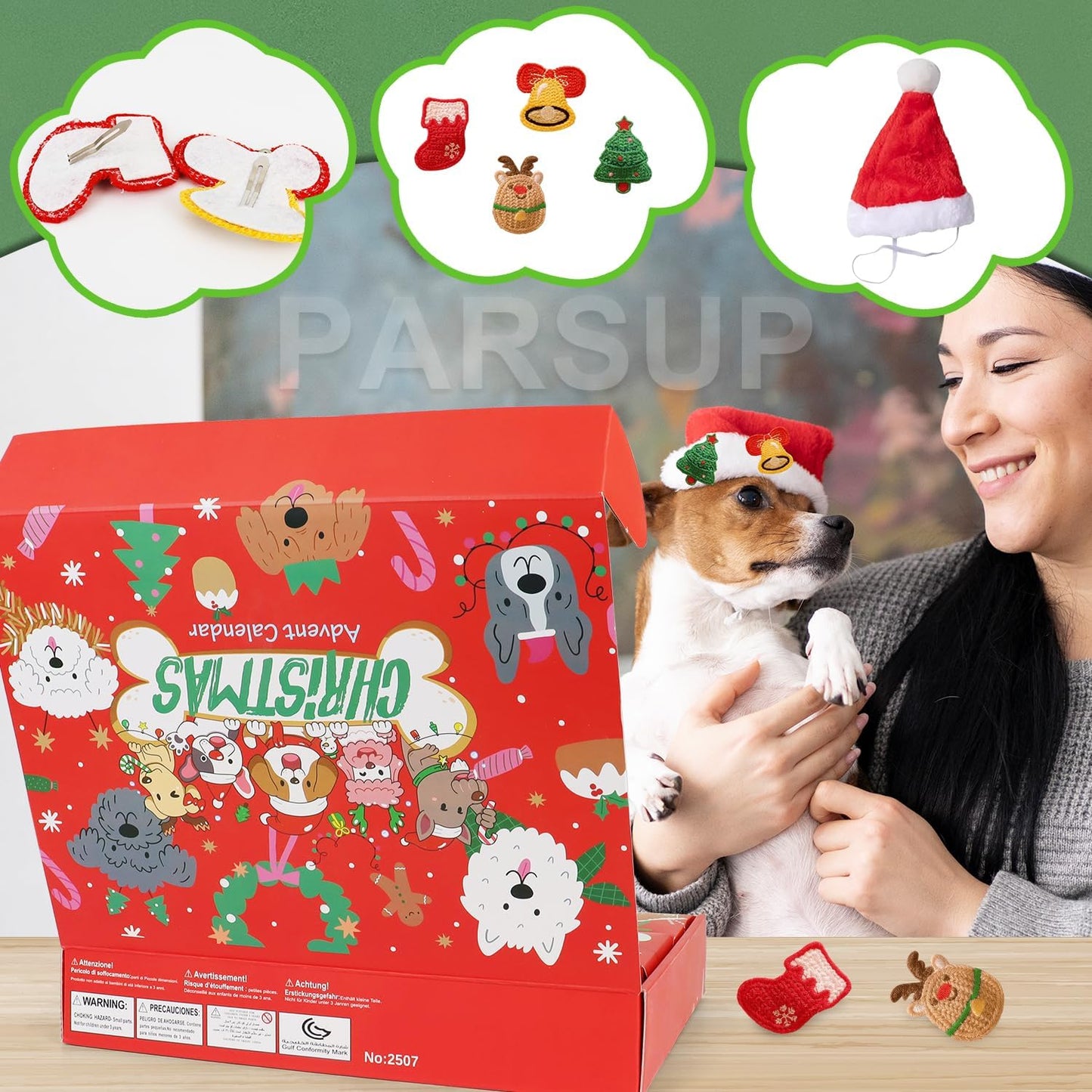Dog Advent Calendar 2025, 12 Days Pet Toy Christmas Countdown Calendar with Chew Ropes Toys Squeaky Balls Teething Toys for Xmas Small Puppy