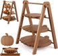 3 Tier Pumpkin Serving Trays Wooden Shaped Pumpkin Platters 12'' 10'' 8'' Charcuterie Plate Board Reusable Party Serving Plate for Halloween Fall Party Decoration
