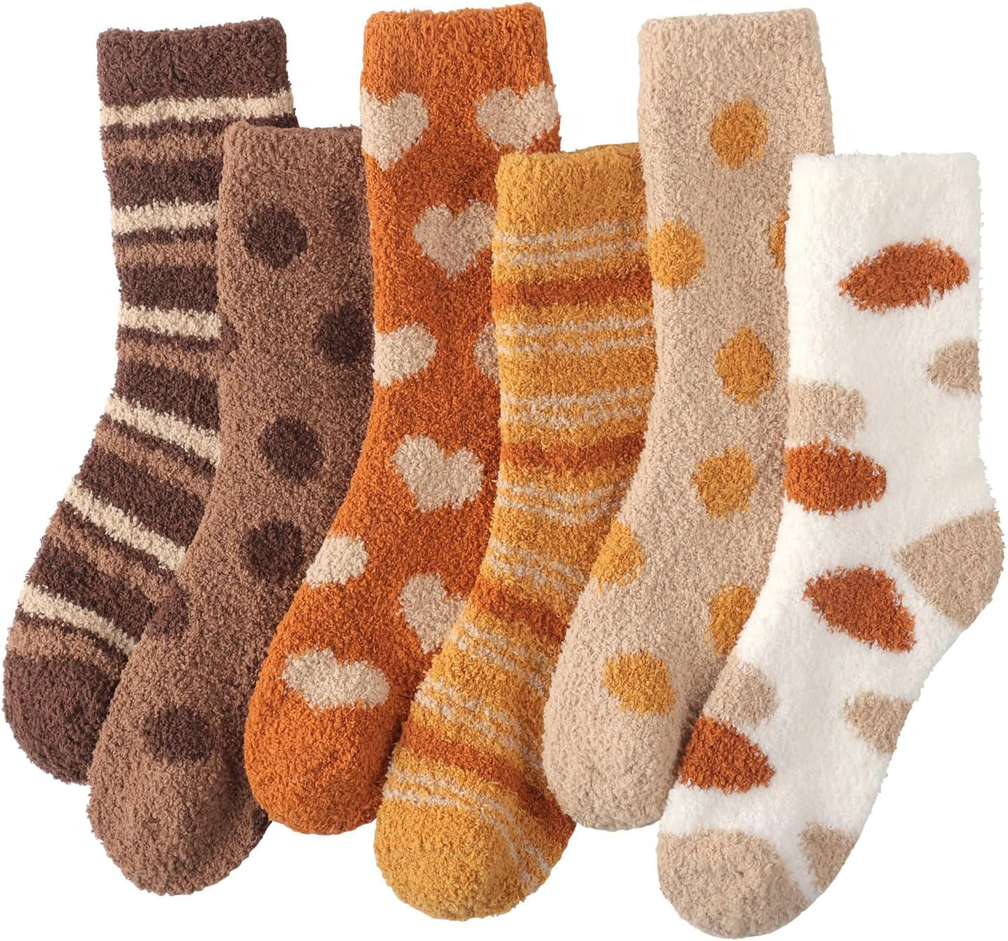 Plush Slipper Socks Women - Colorful Warm Fuzzy Crew Socks Cozy Soft for Winter Indoor