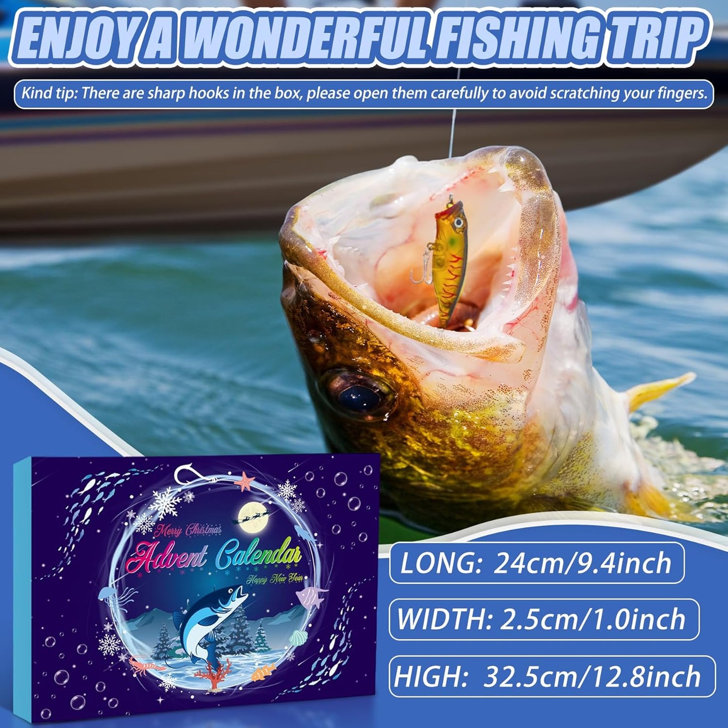 Fishing Advent Calendar 2025, 24 Days Countdown with Fishing Lures, Christmas Advent Calendar Gift for Fishers, Adult Men, Teen Boys, Christmas Advent Calendar 2025 Gift for Husband, Friend