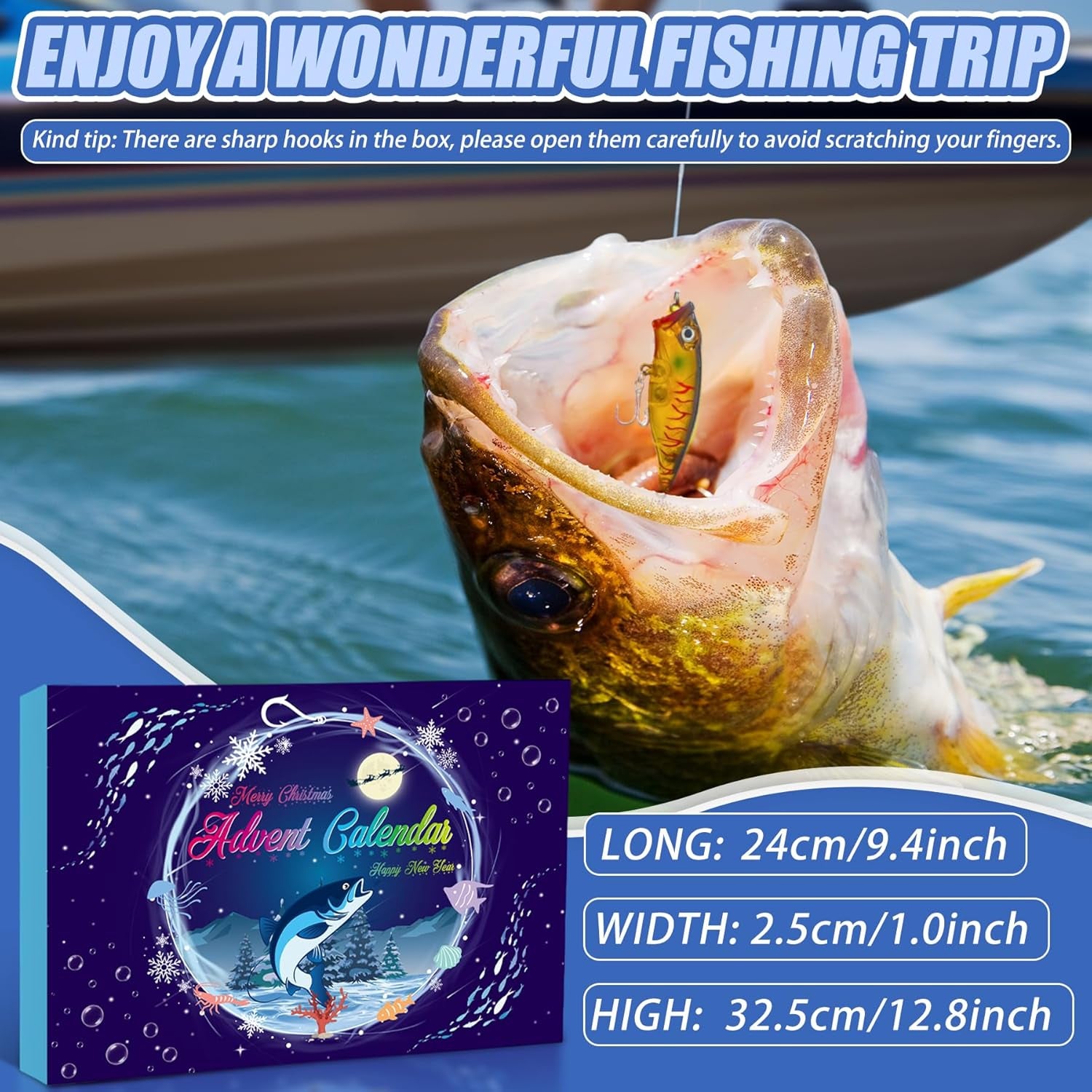 Fishing Advent Calendar 2025, 24 Days Countdown with Fishing Lures, Christmas Advent Calendar Gift for Fishers, Adult Men, Teen Boys, Christmas Advent Calendar 2025 Gift for Husband, Friend