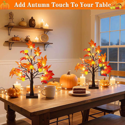 Fall Decor 2 Pack 18 Inch Prelit Fall Maple Tree 48 Leds Timer